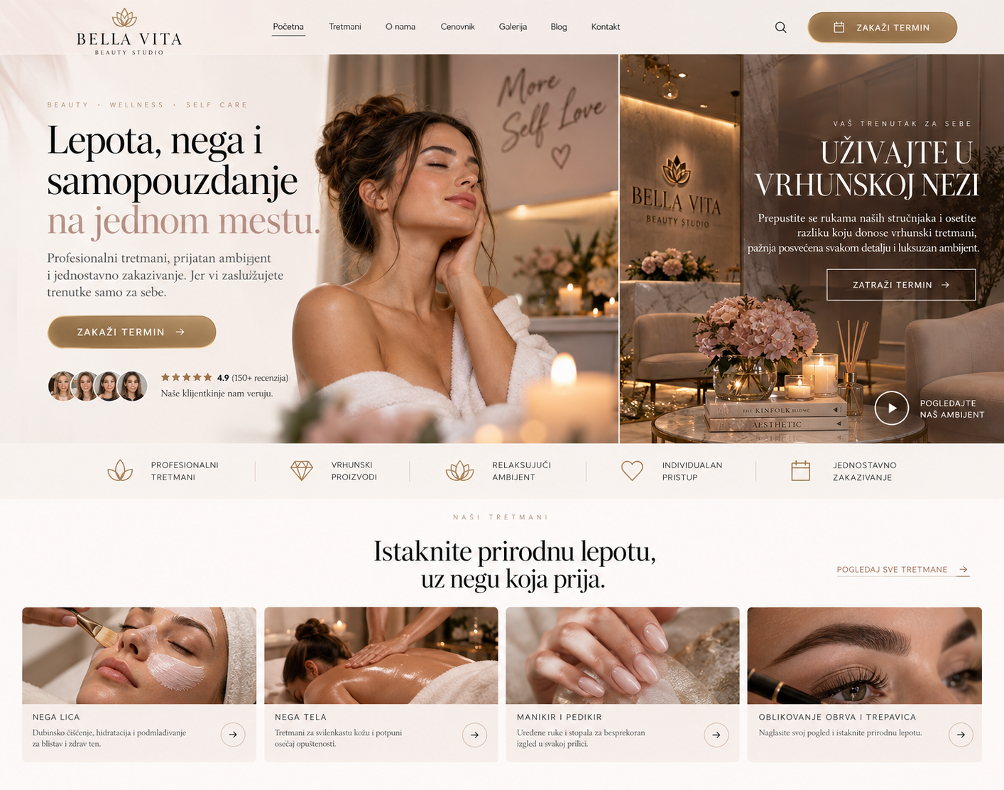 Demo prikaz desktop sajta za beauty studio