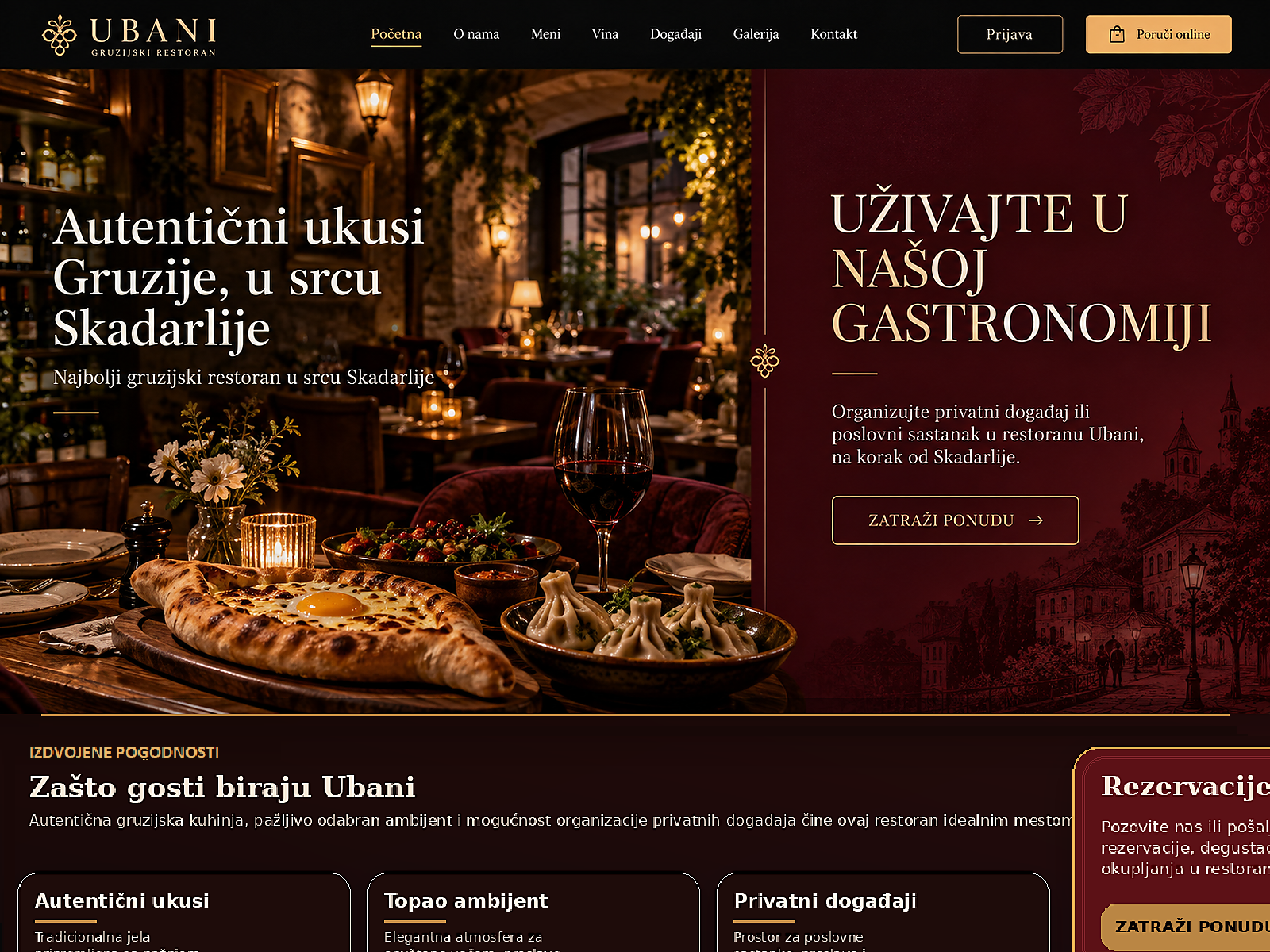Demo prikaz desktop sajta za restoran
