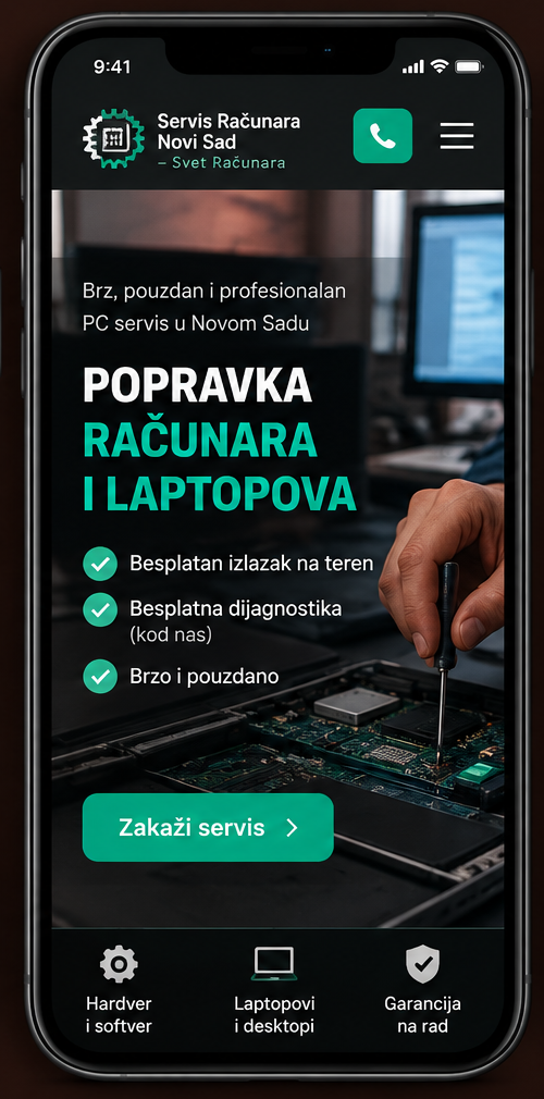 Demo prikaz mobilnog sajta za servis računara